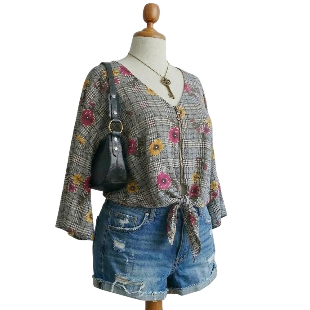Loose Flowy Summer Blouse Plaid Coastal Cowgirl size LARGE